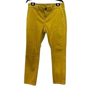 CAbi mustard yellow patch pocket utility straight leg pants size 10